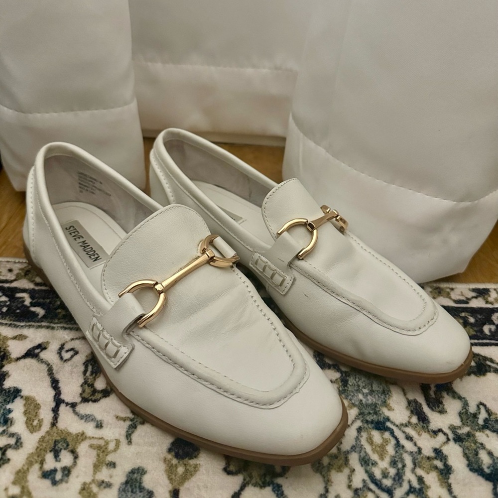 Steve Madden Carrine White Leather Loafers
